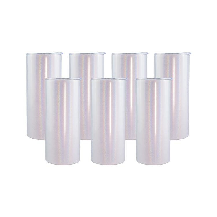 Straight Shimmer White Glitter Tumbler