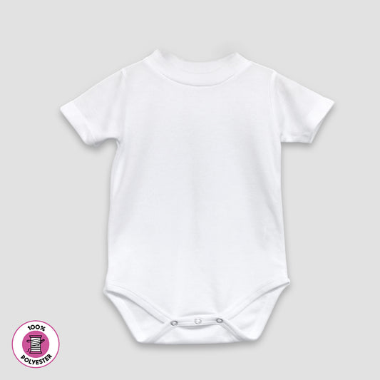 Baby Short Sleeve One-Piece Bodysuit -100% Polyester- White