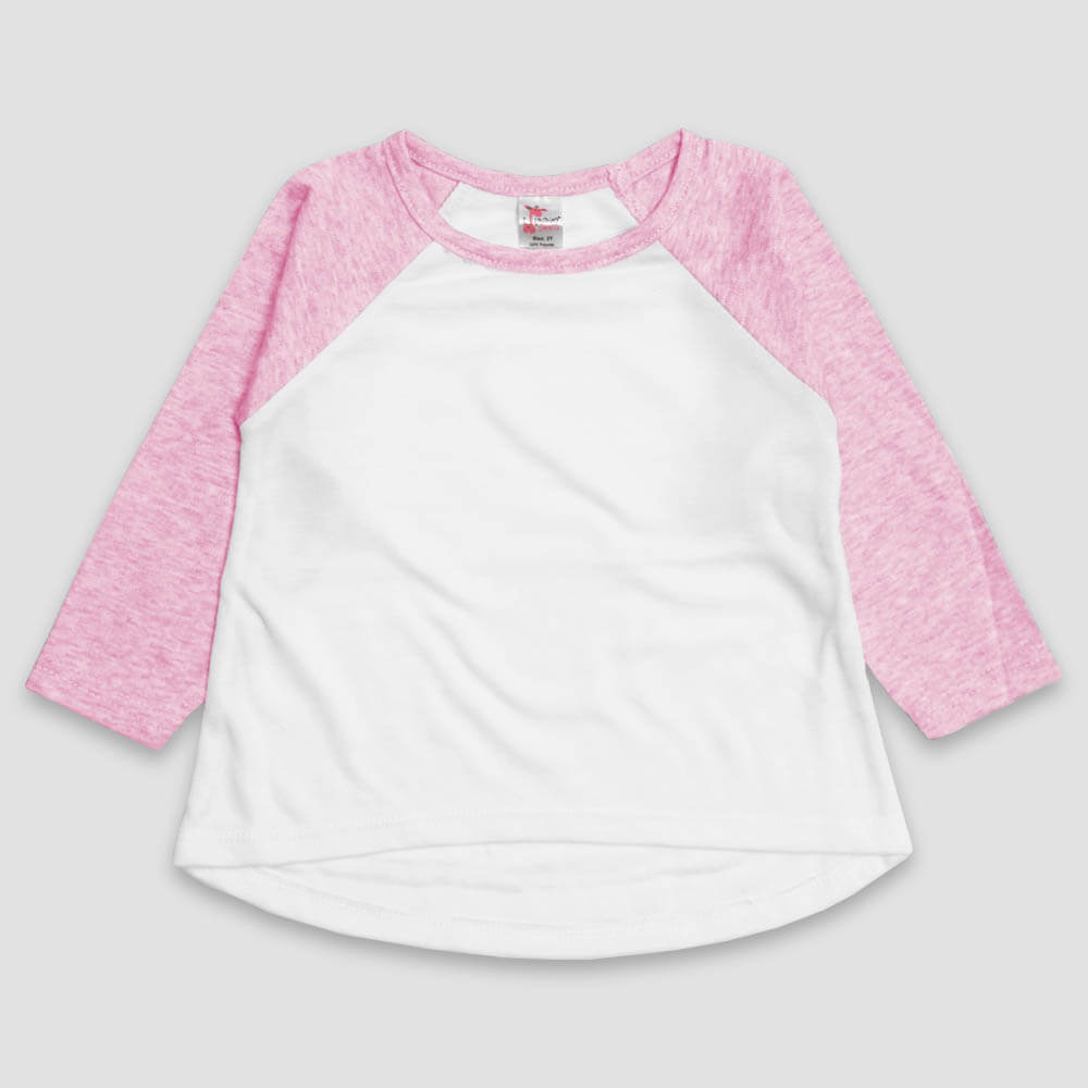 Toddler & Kids Long Sleeve Raglan High-Low Top – 100% Polyester White/Cotton Candy Pink - LG4587WC - The Laughing Giraffe®