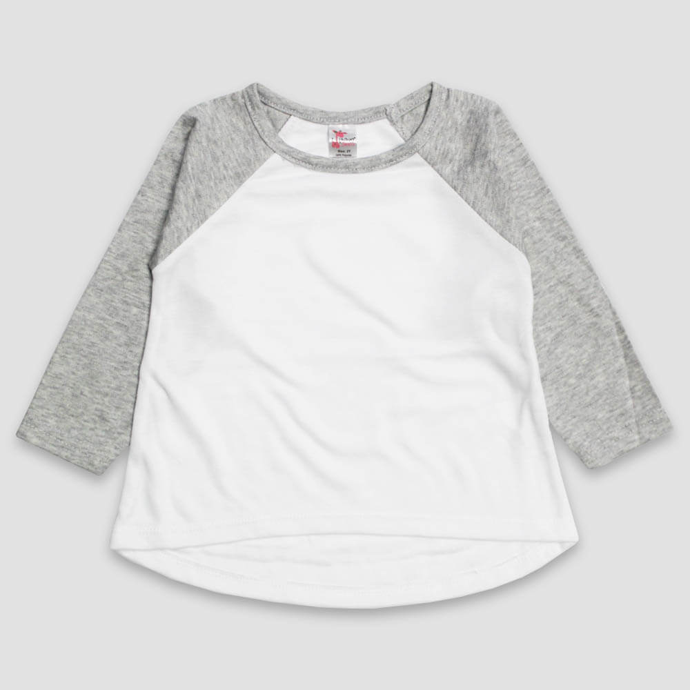 Toddler & Kids Long Sleeve Raglan High-Low Top – 100% Polyester White/Heather Gray - LG4587WH - The Laughing Giraffe®